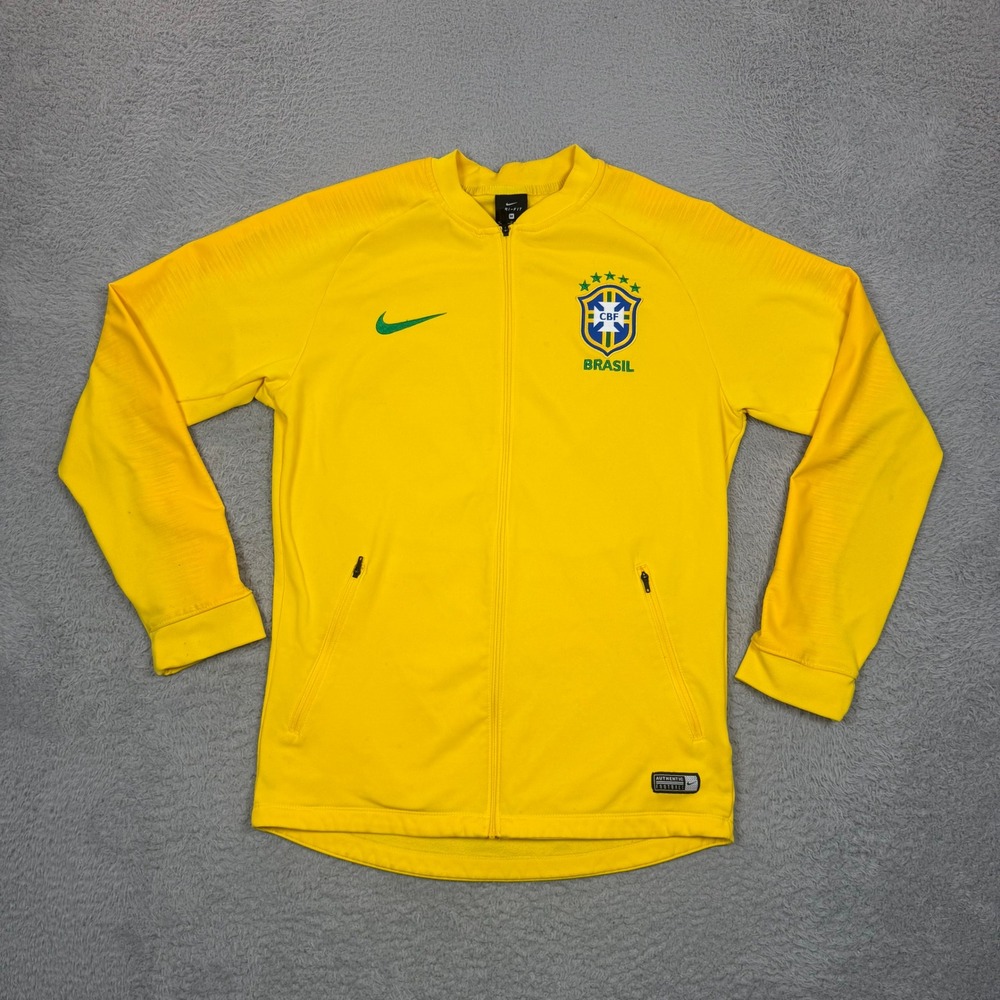 Nike Brazil CBF Squad Track Jacket Mens Medium Yellow Full Zip 893585-749